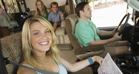 Family in RV on a Summer Road Trip